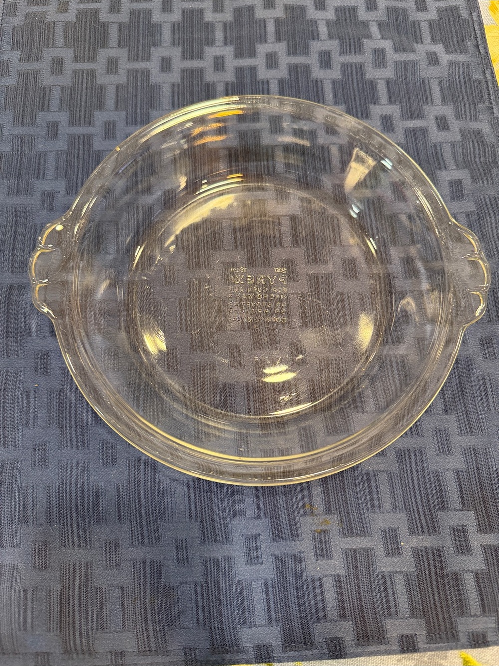 Pyrex Clear Glass Pie Plate with Side Handles